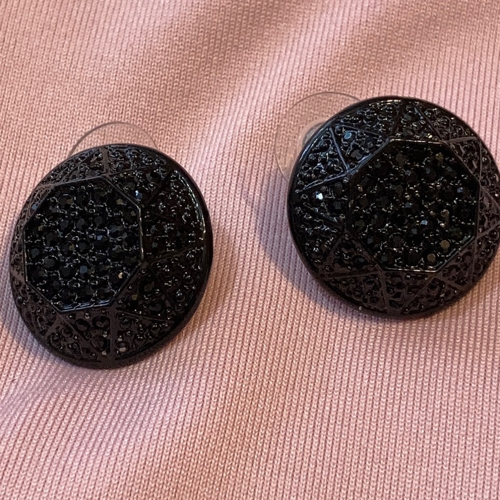 Heidi Klimt Black sparkling Enameled Earrings